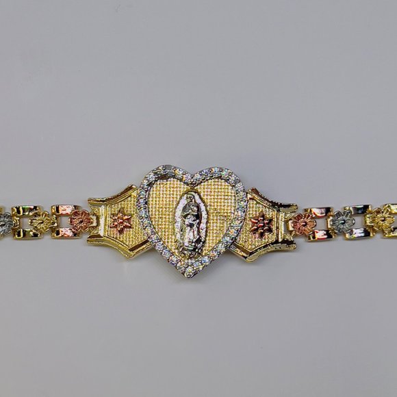 Virgen De Guadalupe Bracelet, Brazilian Gold Bracelet, Virgencita, Religious Gol - Picture 7 of 10